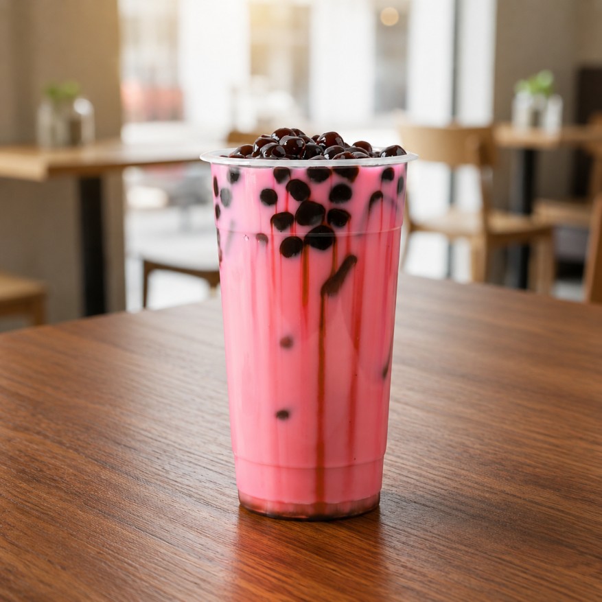 Strawberry and Cream Boba Tea
