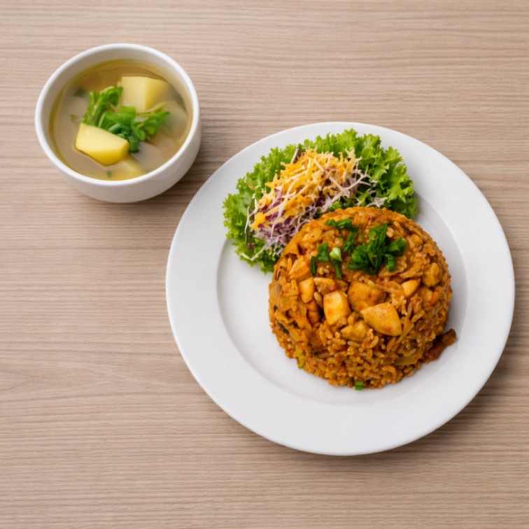 Chicken Fried Rice with Potato Soup