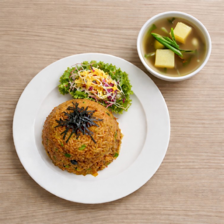 Kimchi Veg Fried Rice with Potato Soup