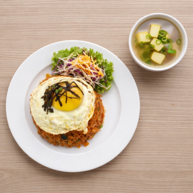 Egg Fried Rice with Potato Soup
