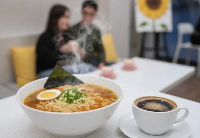 korean-street-cafes-ramen-bowl-with-hot-black-coffee-wang-house-korean-cafe