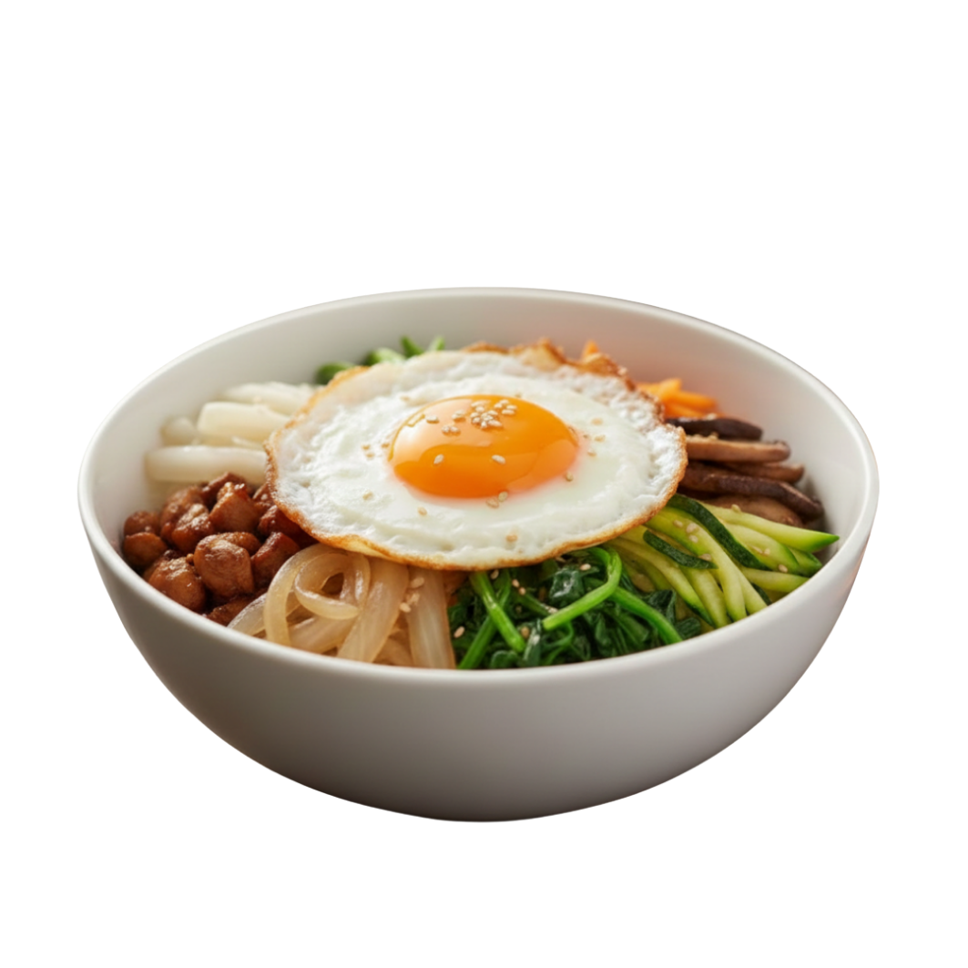 Colourful Bibimbap dish at Wang House Korean café
